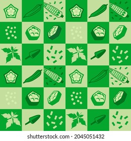 Ladyfinger also known Okra abstract seamless geometric vector pattern for packaging design