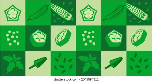 Ladyfinger also known Okra abstract seamless geometric vector pattern for packaging design