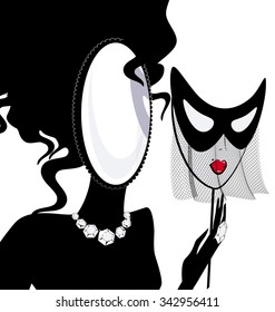 lady-mirror with half-mask