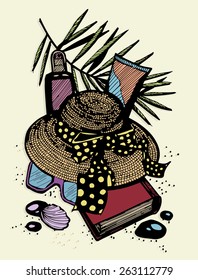 Lady's accessories design for postcard and decoration. 