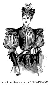 Dame's Blouse wurde im späten 19. Jahrhundert entworfen, Vintage-Linie Zeichnung oder Gravur-Illustration.