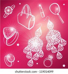 Lady's dream icons. Vector set.