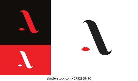 Lady's face vector icon for logo with initial letter A