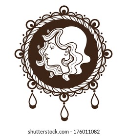 Lady's fan with pattern. Sketch isolated on white . Eps 10 vector illustration