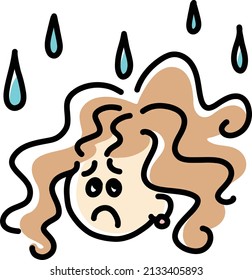 Lady's hair goes poof on rainy days