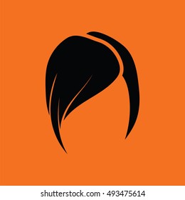 Lady's hairstyle icon. Orange background with black. Vector illustration.