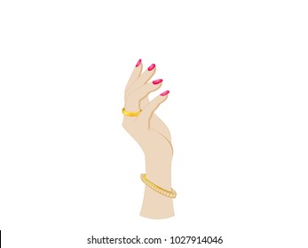 Lady's Hand With Bangle and Ring - Cartoon Vector Image