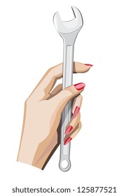 Lady's hand holding spanner