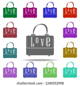lady's handbag with the inscription love icon. Element of bag icon for mobile concept and web apps. Detailed lady's handbag with the inscription love icon can be used for web on white background