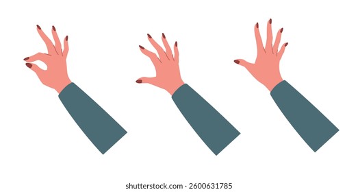 Lady's hands using smartphone or tablet flat vector for study, surf internet, business illustration.