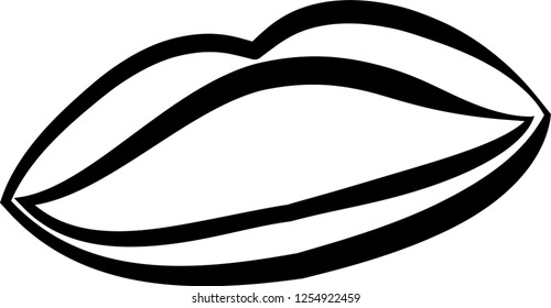 Lady's lips Comic style outline