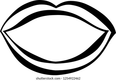 Lady's lips Comic style outline