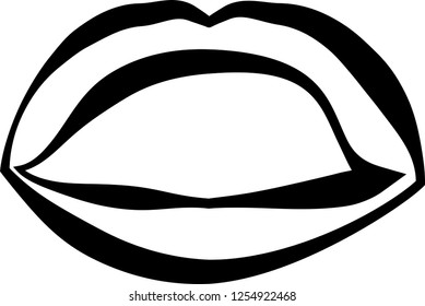 Lady's lips Comic style outline