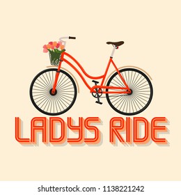 Ladys ride flyer, brochure, banner, print. Vector illustration. Decorative element.