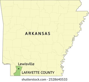 Lafayette County and city of Lewisville location on Arkansas state map