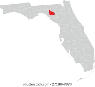 Lafayette County on Map of Florida State Editable Vector