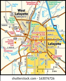 Lafayette, Indiana Area Map