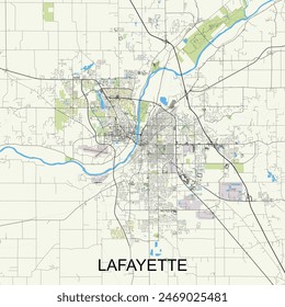 Lafayette, Indiana, United States map poster art