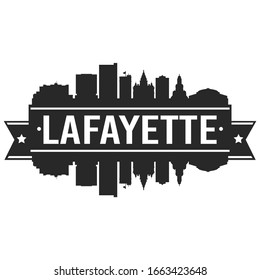 Lafayette Louisiana Skyline. Banner Vector Design Silhouette Art. Cityscape Travel Monuments.