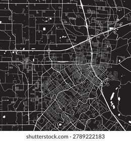 Lafayette Louisiana Vector Map, Detailed City Street Map Black and White Minimalist Line Art