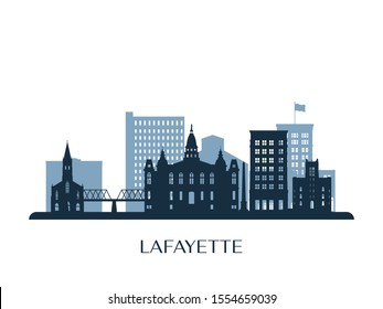 Lafayette skyline, monochrome silhouette. Vector illustration.