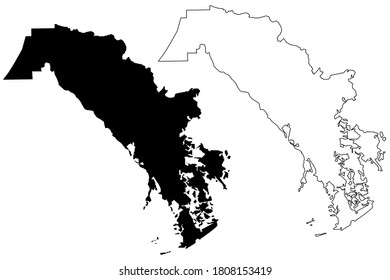 Lafourche Parish, Louisiana (U.S. County, United States Of America) Map Vector Illustration, Scribble Sketch Map