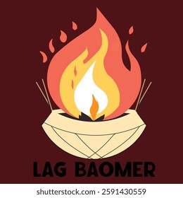 Lag BaOmer Bonfire Illustration - Jewish Holiday Celebration