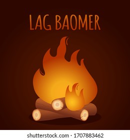 Lag BaOmer vector Jewish holiday banner template with fire