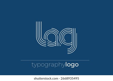 LAG modern geometric typography logo. Modern and stylish composition featuring a monochromatic typography logo illustration designed with intricate lines.