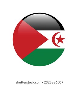 lag of the Sahrawi Arab Democratic Republic. Flag icon. Standard color. Circle icon flag. 3d illustration. Computer illustration. Digital illustration. Vector illustration.