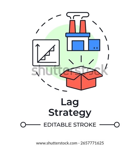 Lag strategy multi color concept icon. Increase production after demands. Capacity management regulation. Round shape line illustration. Abstract idea. Graphic design. Easy to use in presentation