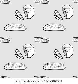 Lagana seamless pattern greyscale drawing. Useable for wallpaper or any sized decoration. Handdrawn Vector Illustration