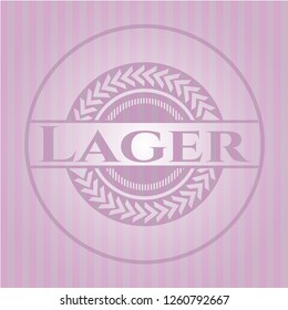 Lager badge with pink background