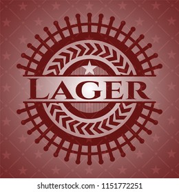 Lager badge with red background