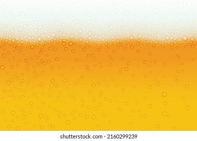 Lager beer background with white foam and bubbles