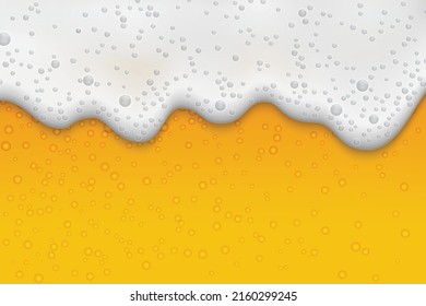 Lager beer background with white foam and bubbles