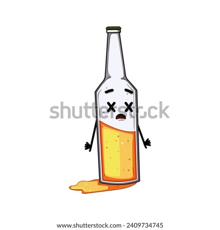 lager beer bottle character cartoon. simple beverage, black symbol, bar green lager beer bottle character sign. isolated symbol vector illustration