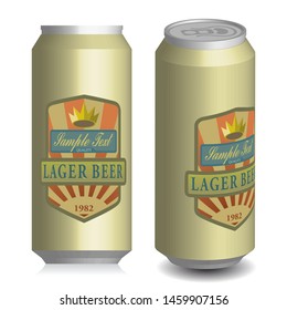 lager beer cans, yellow color, vector illustration 