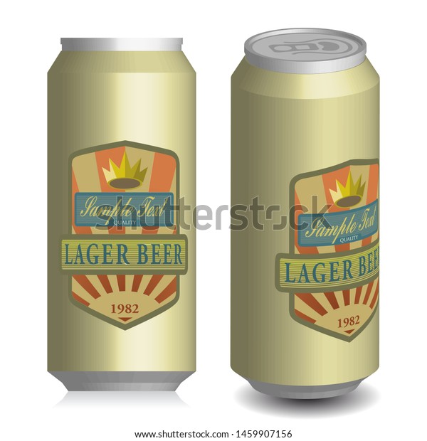 Lager Beer Cans Yellow Color Vector Stock Vector (Royalty Free