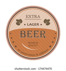 Lager beer circle label orange and beige style concept badge premium extra quality message illustration