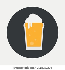 Icono de cerveza de encaje. Símbolo de cerveza de estilo plano. Vidrio con cerveza aislada en un fondo oscuro.