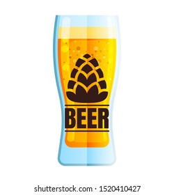 Lager beer icon. Vector beer. Glass with beer isolated on background