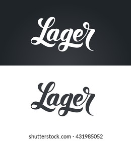 Lager Beer Label Hand Lettering. Handmade Vector Calligraphy Collection