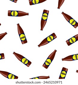 lager bottle beer Seamless Repeat Pattern isolated on background. vector illustration in flat style