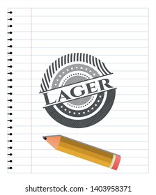Lager emblem drawn in pencil. Vector Illustration. Detailed.