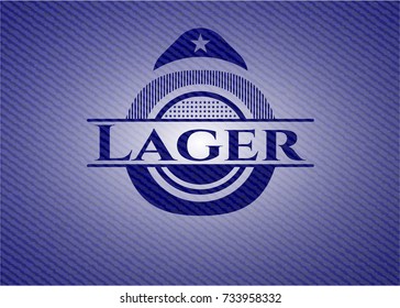 Lager emblem with jean background