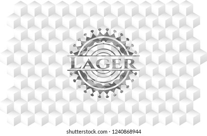 Lager grey emblem with cube white background