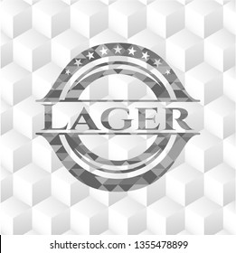 Lager grey emblem with cube white background