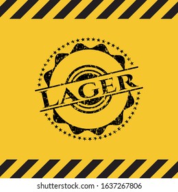 Lager grunge warning sign emblem. Vector Illustration. Detailed.