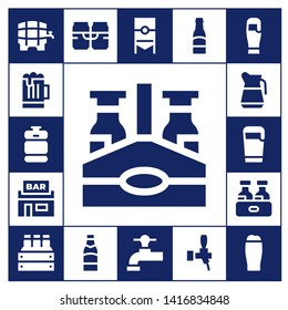 lager icon set. 17 filled lager icons.  Simple modern icons about  - Beer, Beer keg, Beer bottle, Pub, tap